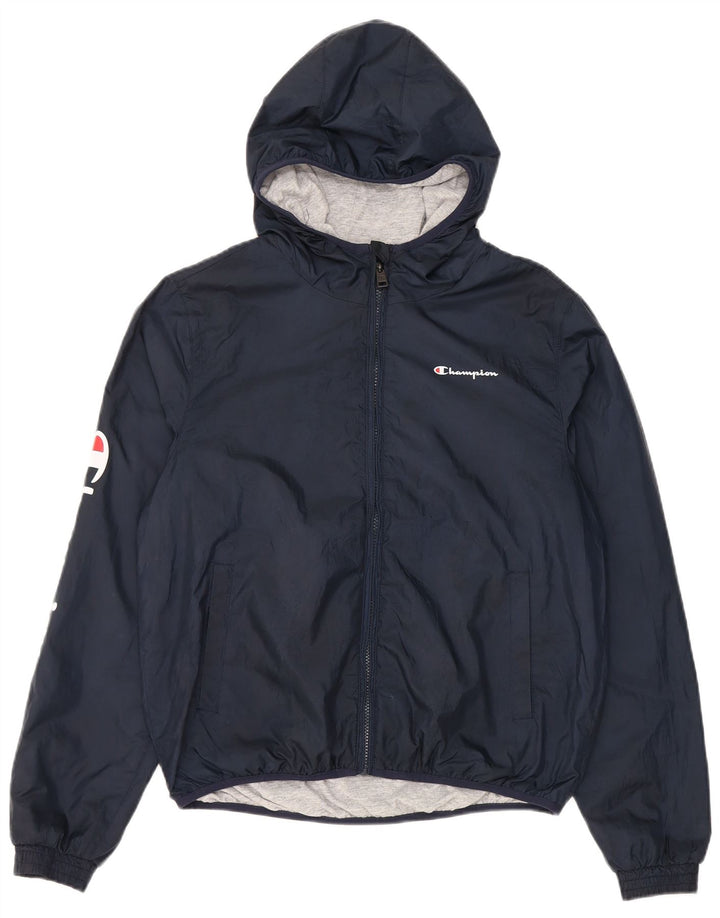 Champion Veste de pluie à capuche pour garçon 15-16 ans 2XL Bleu marine Polyester