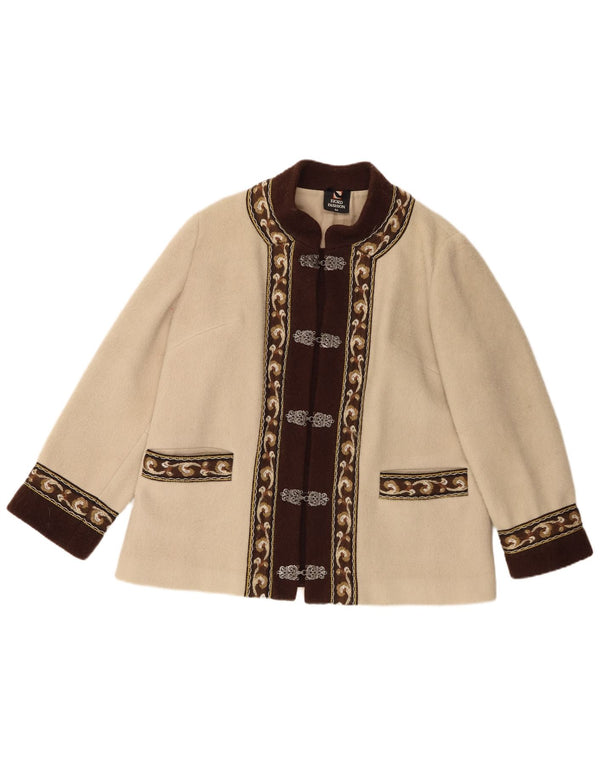 Fjord Veste Blazer Femme EU 44 XL Beige Fair Isle Wool Rétro