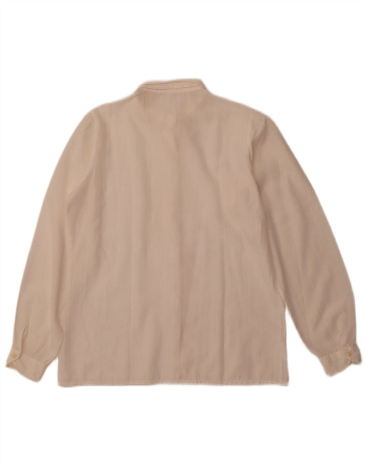 VINTAGE Chemisier Femme IT 42 Medium Off White Rayé
