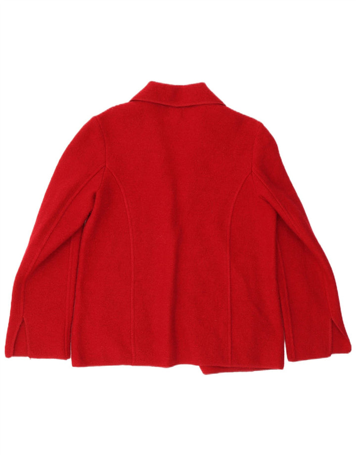VINTAGE Femme 1 Bouton Blazer Veste UK 14 Laine Florale Rouge Moyen