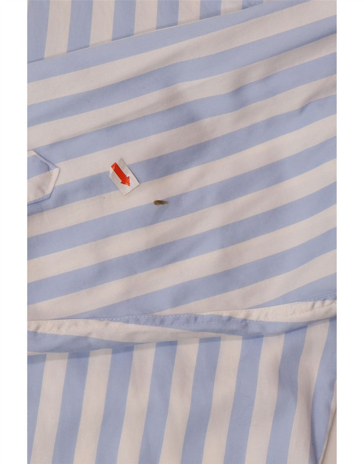 TRUSSARDI Mens Shirt Size 40 15 3/4 Medium Blue Striped Cotton