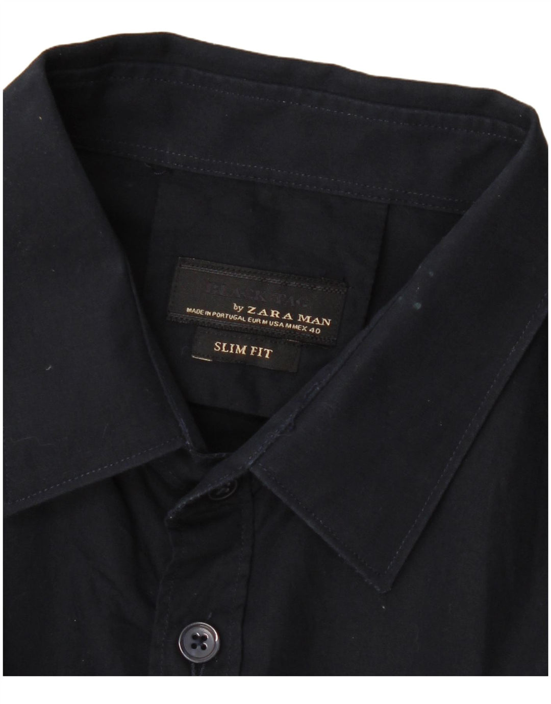 ZARA Chemise Slim Fit Homme Bleu Marine Moyen Colourblock