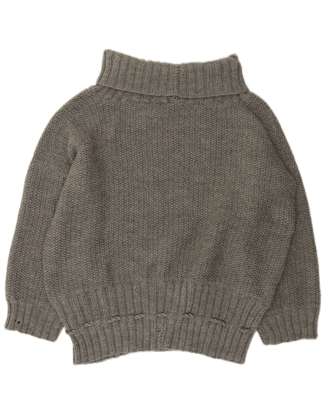 VINTAGE Pull surdimensionné à col roulé pour femme UK 22 3XL Gris