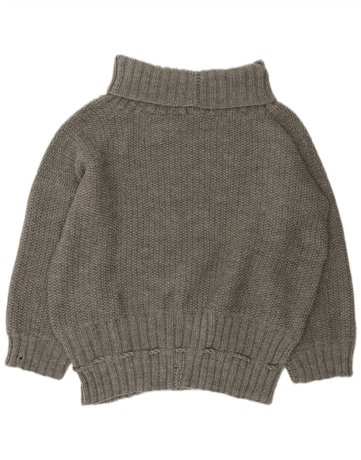 VINTAGE Pull surdimensionné à col roulé pour femme UK 22 3XL Gris