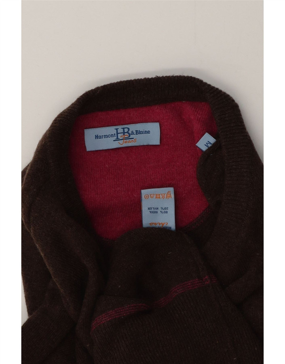 Harmont & Blaine Pull col rond homme en laine marron moyen