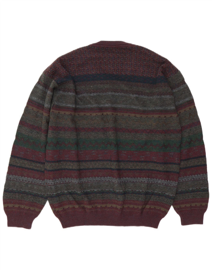 Rodes Pull col V pour homme en laine vierge Fair Isle multicolore