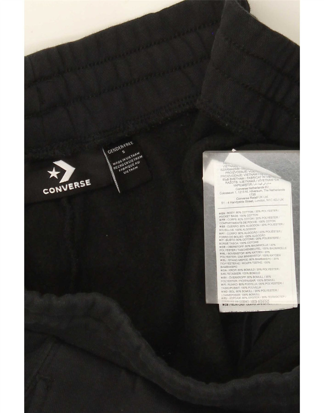 Converse Pantalon de survêtement graphique pour homme en coton noir Taille S
