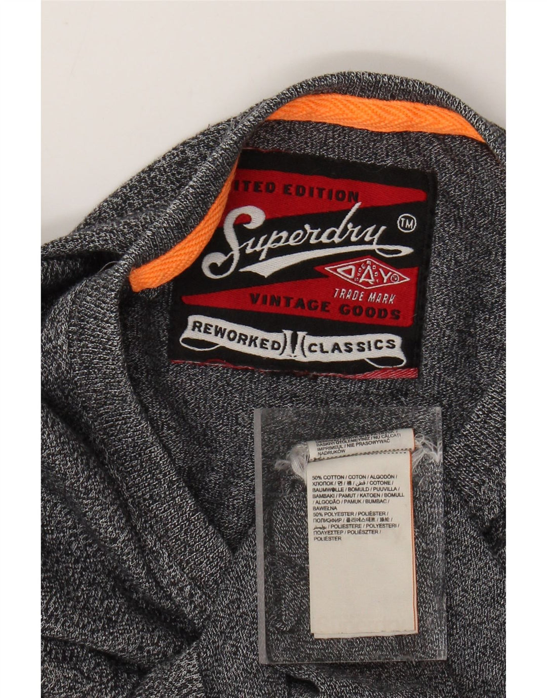 SUPERDRY T-Shirt Graphique Homme Gris Moyen Moucheté Coton