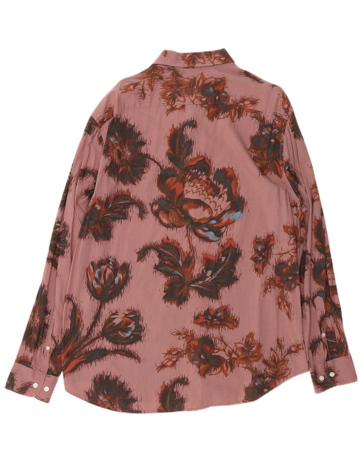 VINTAGE Chemise Homme Grand Coton Floral Rose