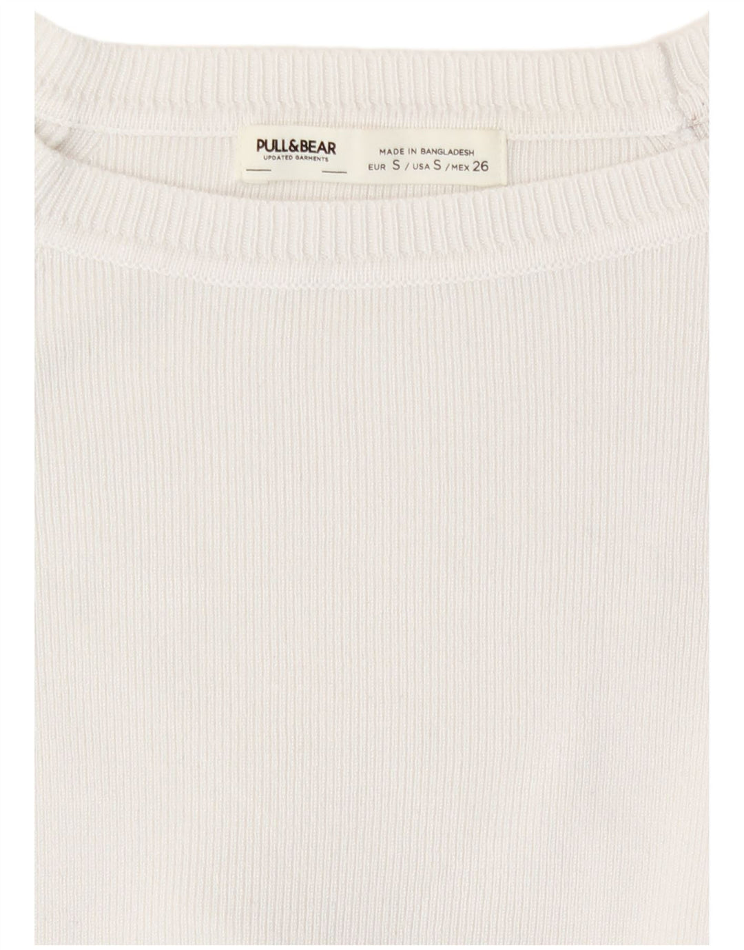 Pull & Bear Femme Crop Top Manches Longues UK 8 Small Blanc Viscose