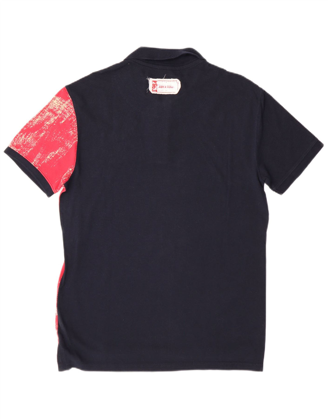 DESIGUAL Polo Graphique Homme Large Bleu Marine Colorblock Coton