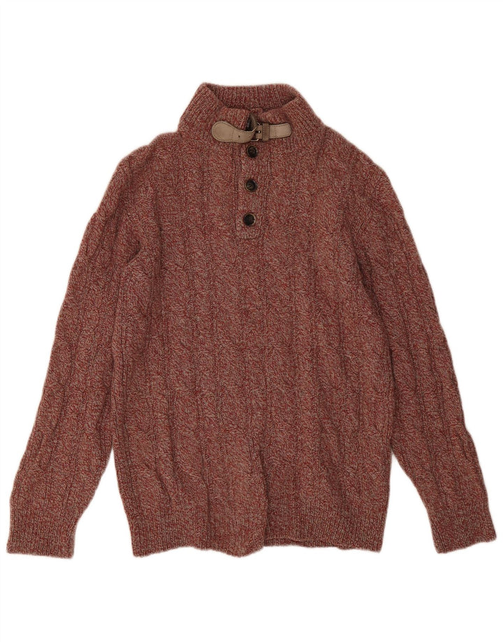 Massimo Dutti Pull à col boutonné pour homme en laine mouchetée rouge