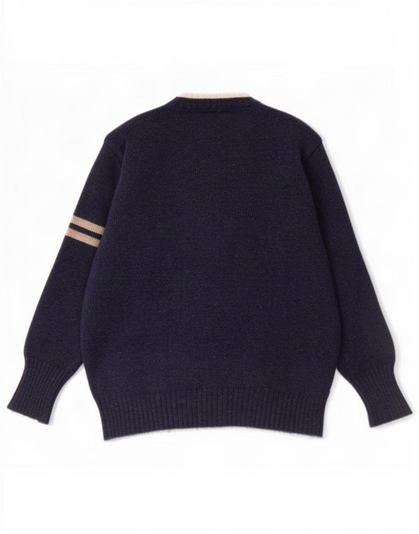 Woolrich Pull col V pour homme 2XL en laine rayée bleu marine