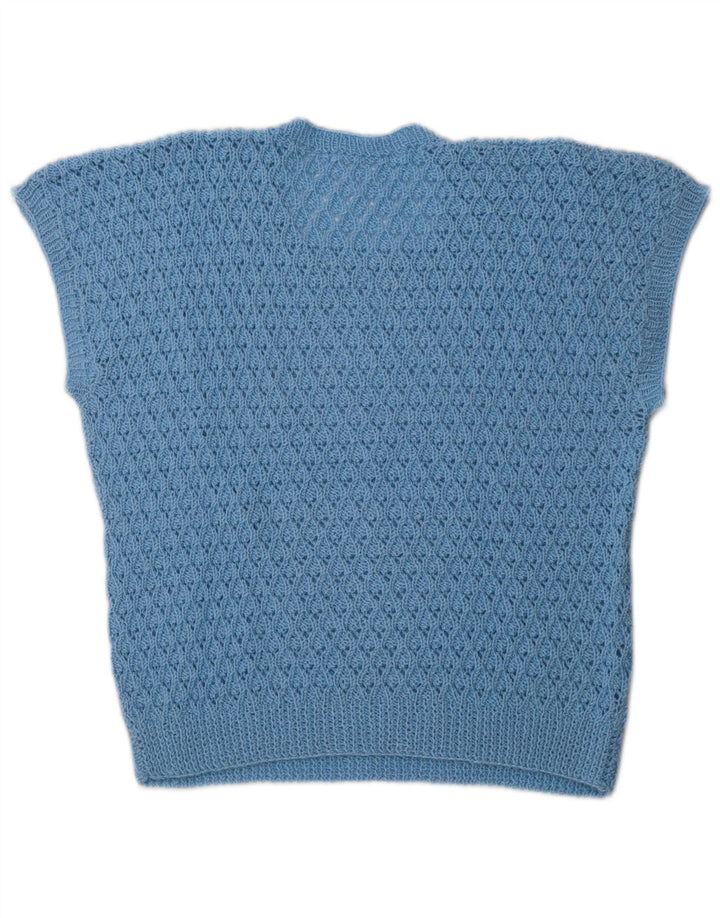 VINTAGE Femme Gilet Débardeur UK 14 Bleu Moyen