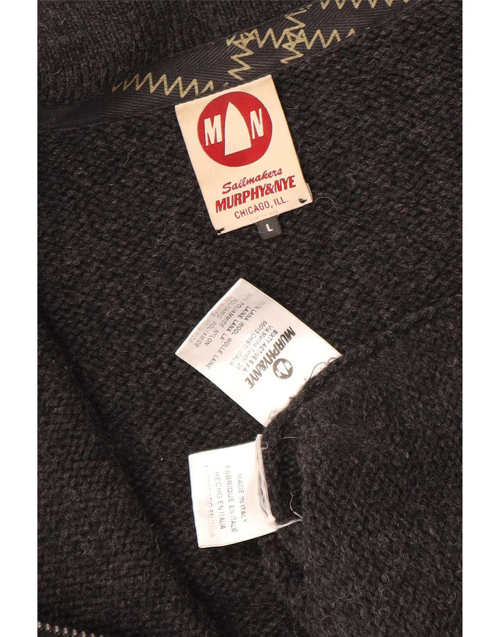 Murphy & Nye Hommes Sailmakers Graphic Cardigan Pull Large Gris Laine