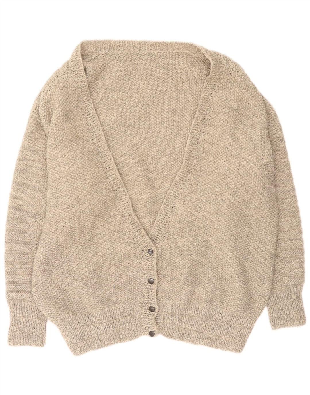 vintage Femme Cardigan Oversize Pull UK 16 Grand Gris
