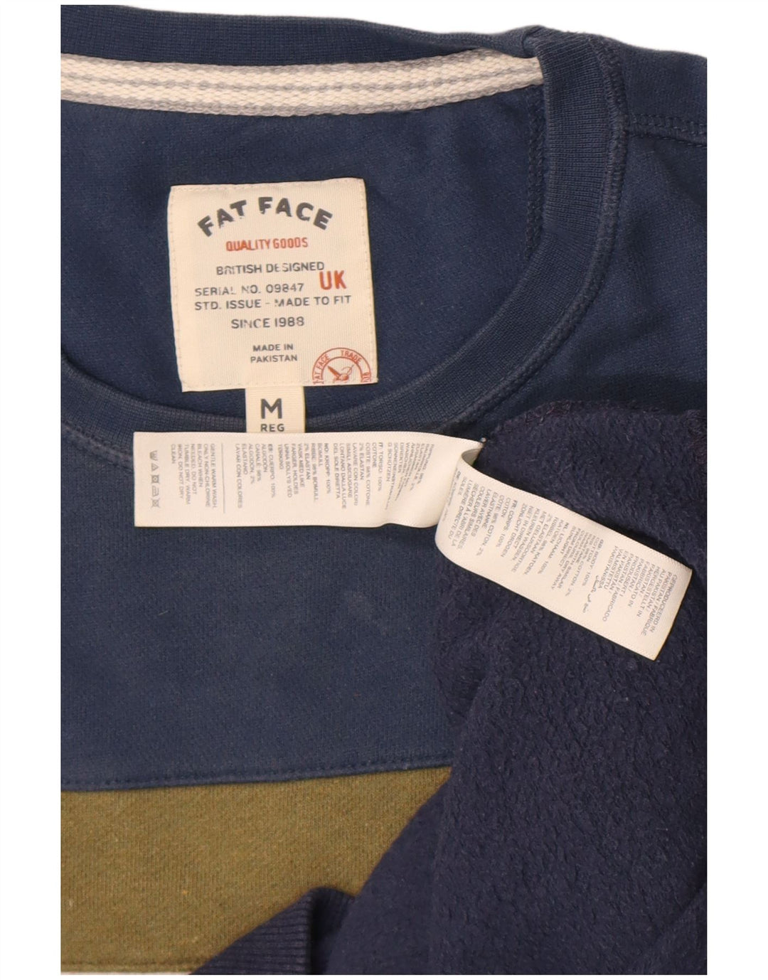 Fat Face Sweat-shirt pour homme en coton color block bleu marine moyen