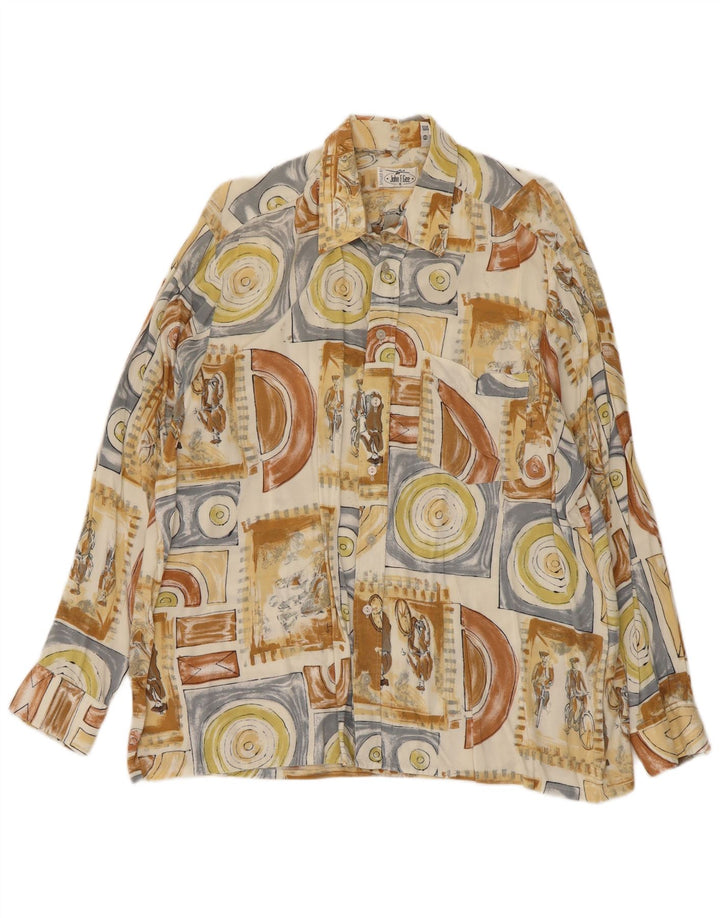 John F Gee Chemise à motif abstrait pour homme Taille 43/44 Grande Viscose Beige