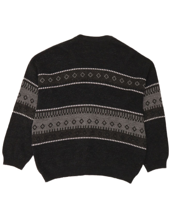 C&A Homme Canda Cardigan Pull Large Bleu Marine Fair Isle Acrylique