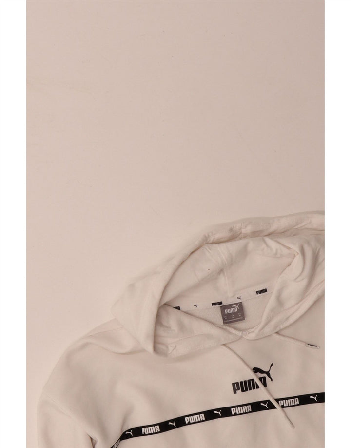 PUMA Pull à capuche surdimensionné pour femme UK 14 en coton blanc moyen
