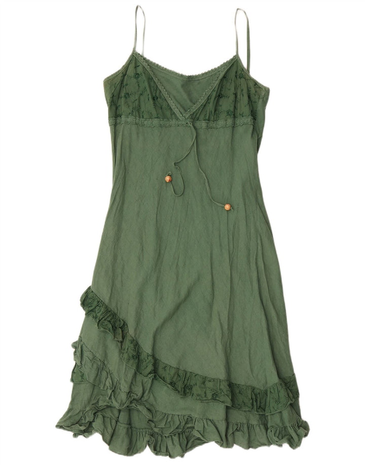 vintage Femme Robe d’été UK 8 Petit Vert