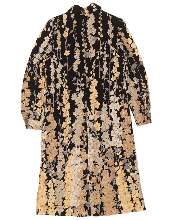 Kio Jersey Robe longue à manches longues pour femme EU 38 Medium Noir Floral