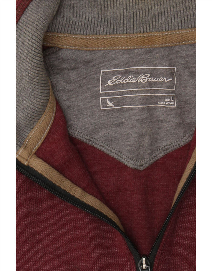 EDDIE BAUER Mens Zip Neck Sweatshirt Jumper Large Red Cotton Vintage Eddie Bauer and Second-Hand Eddie Bauer from Messina Hembry 