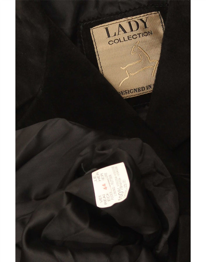 veste en daim femme vintage IT 44 cuir noir moyen