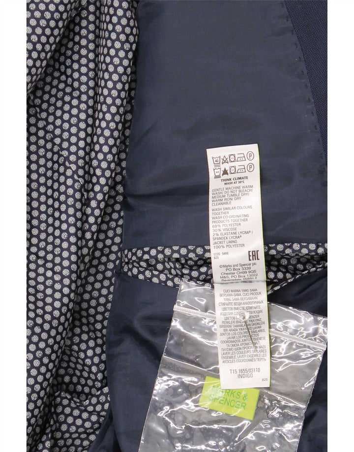 Marks & Spencer Veste blazer à 2 boutons pour homme UK 42 Large Bleu marine Polyester