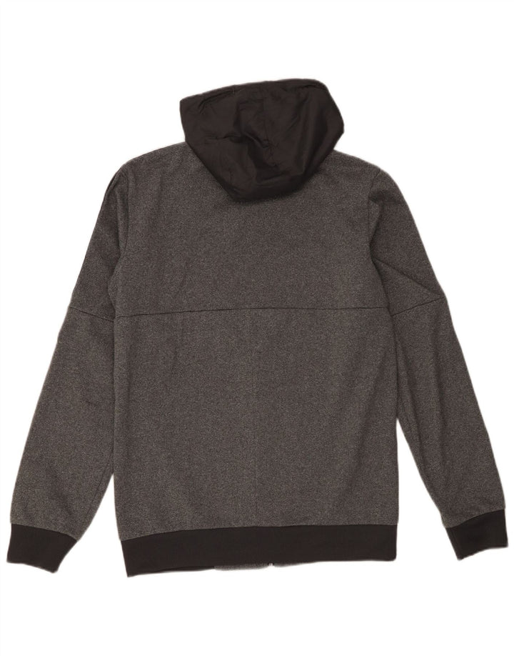 Adidas Pull à capuche zippé graphique pour homme Petit polyester color block gris