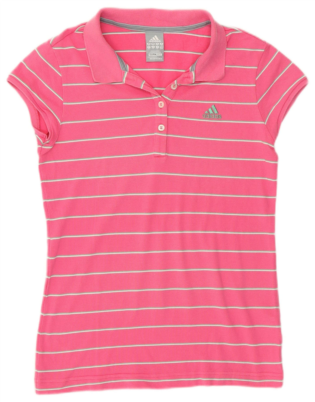 ADIDAS Polo Clima 365 pour femme UK 14 Rose moyen rayé