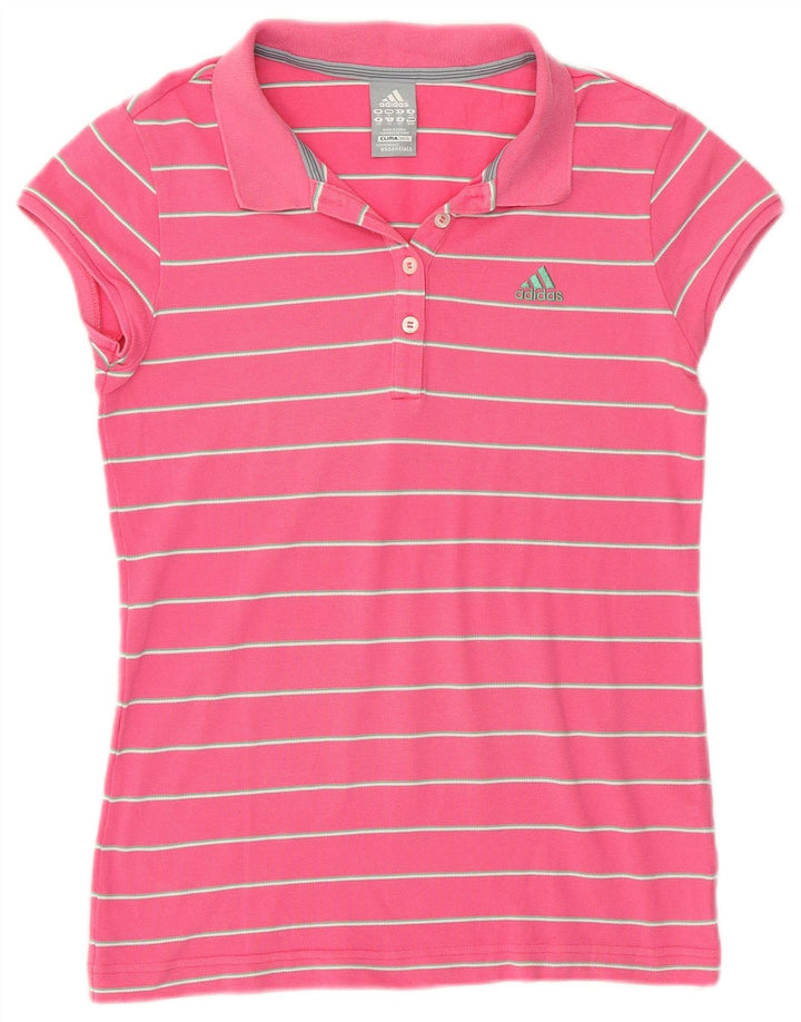 ADIDAS Polo Clima 365 pour femme UK 14 Rose moyen rayé