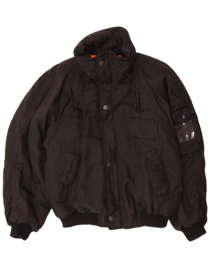 vintage Mens Loose Fit Veste rembourrée UK 38 Moyen Noir