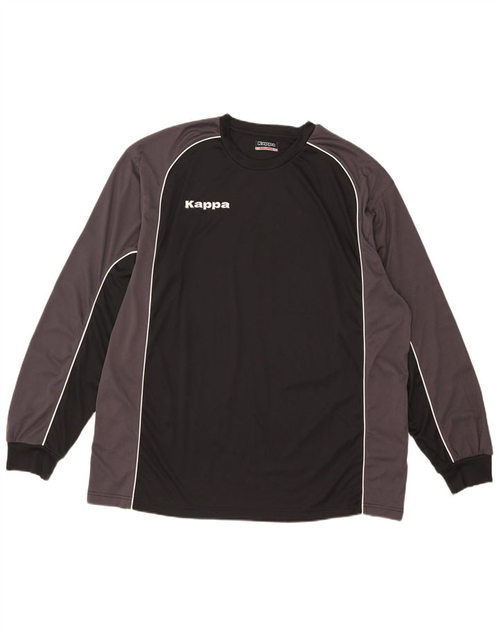Kappa Haut graphique à manches longues pour homme 3XL Noir Colorblock Polyamide