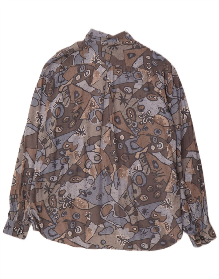 Chemise Homme Vintage XL Gris Géométrique