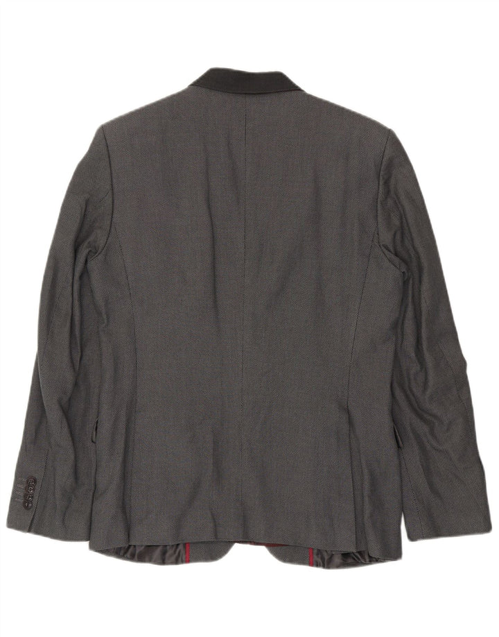 Zara Veste Blazer 2 Boutons Homme EU 48 Gris Moyen Coton