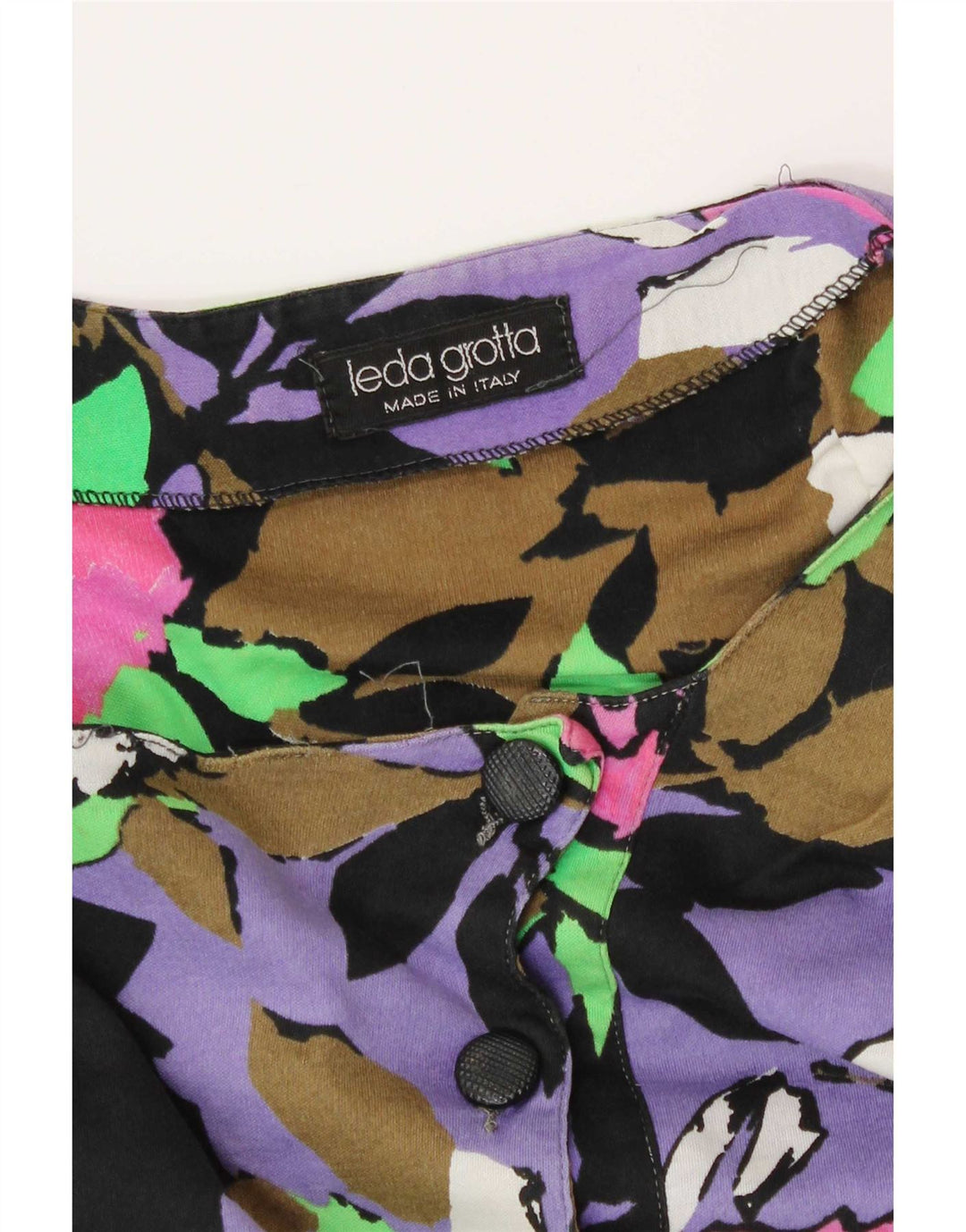 vintage Womens Blouse Top UK 16 Grand Floral Multicolore