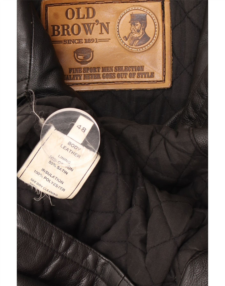 Veste en cuir homme vintage IT 48 Cuir noir moyen