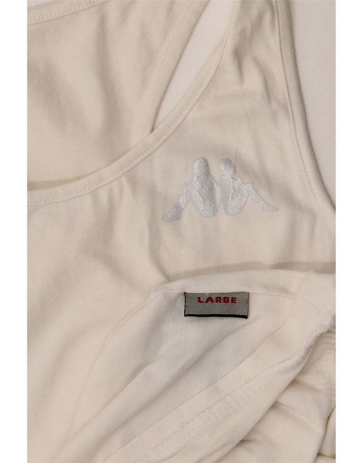 KAPPA Débardeur Femme UK 14 Large Blanc Coton