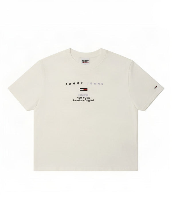 Tommy Hilfiger T-shirt court surdimensionné pour femme UK 6 XS Blanc