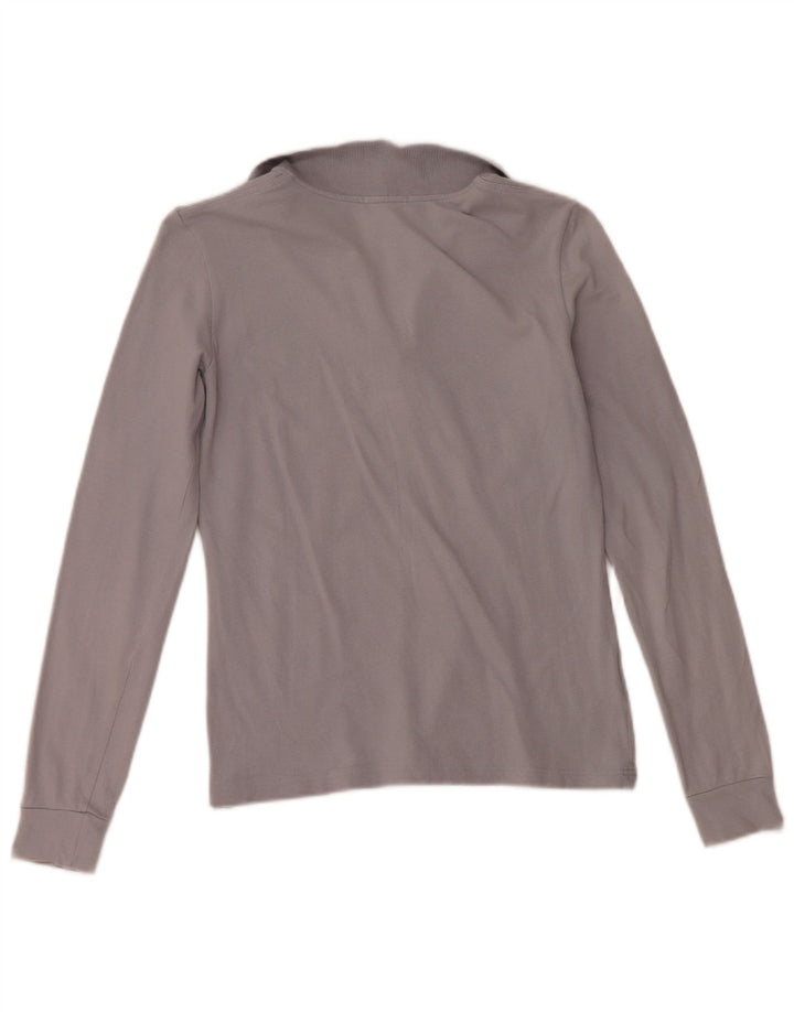 Fred Perry Polo à manches longues pour femme UK 10 Small Gris Coton