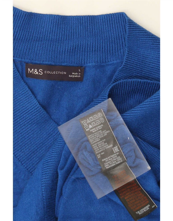 Marks & Spencer Pull surdimensionné à col en V pour femme UK 16 Large Bleu