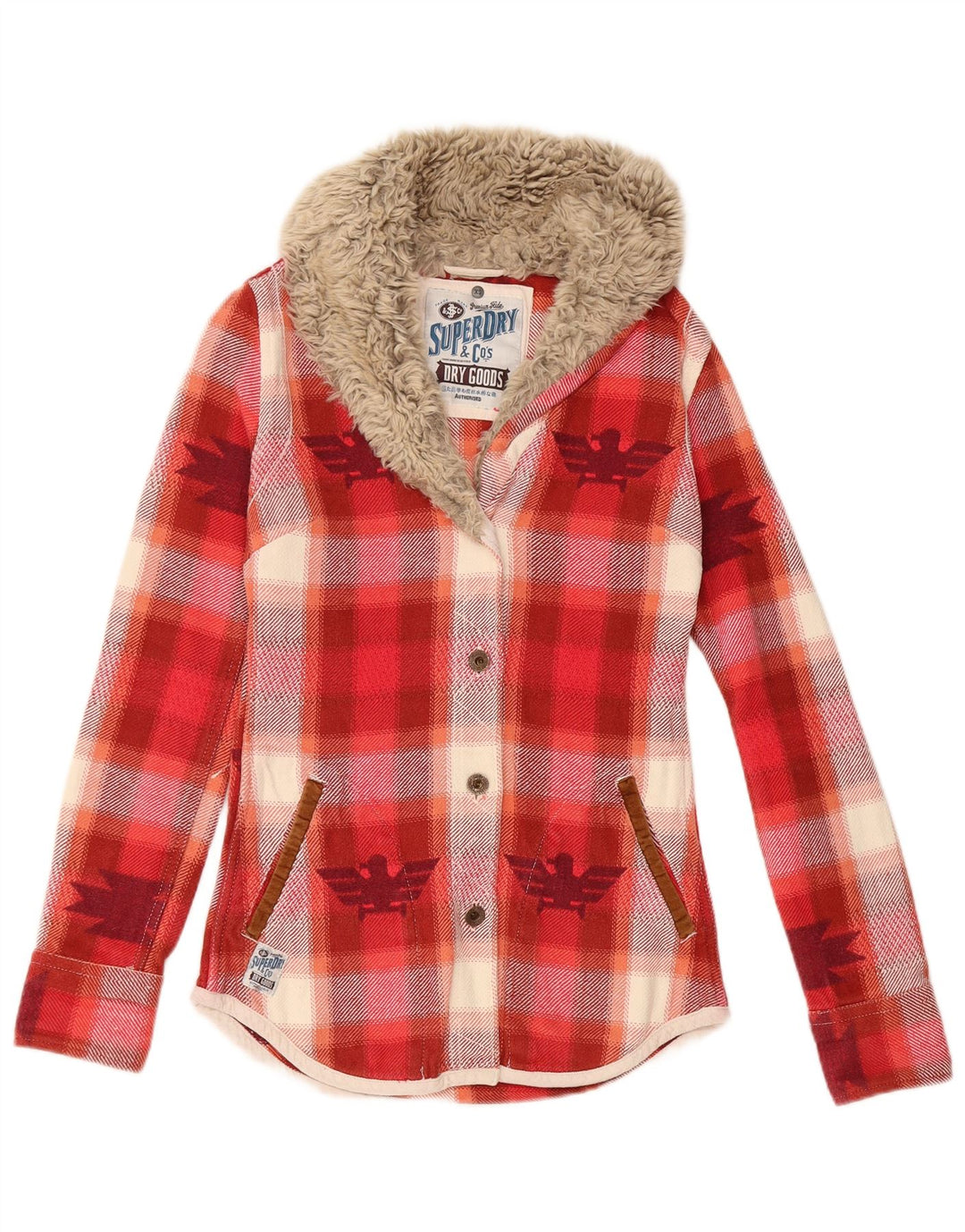 SUPERDRY Chemise en flanelle pour femme UK 6 XS Rouge à carreaux en coton
