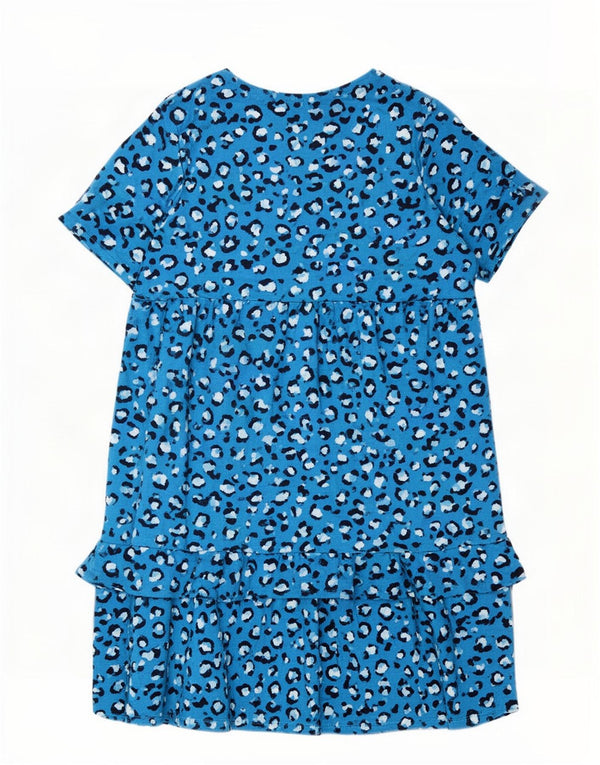 Marks & Spencer Robe à volants pour femme UK 24 4XL Bleu Animal Imprimé Viscose