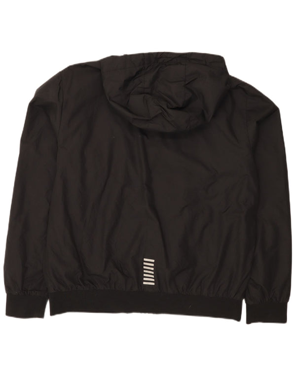 Emporio Armani Veste de pluie à capuche pour homme UK 42 XL Noir Polyamide