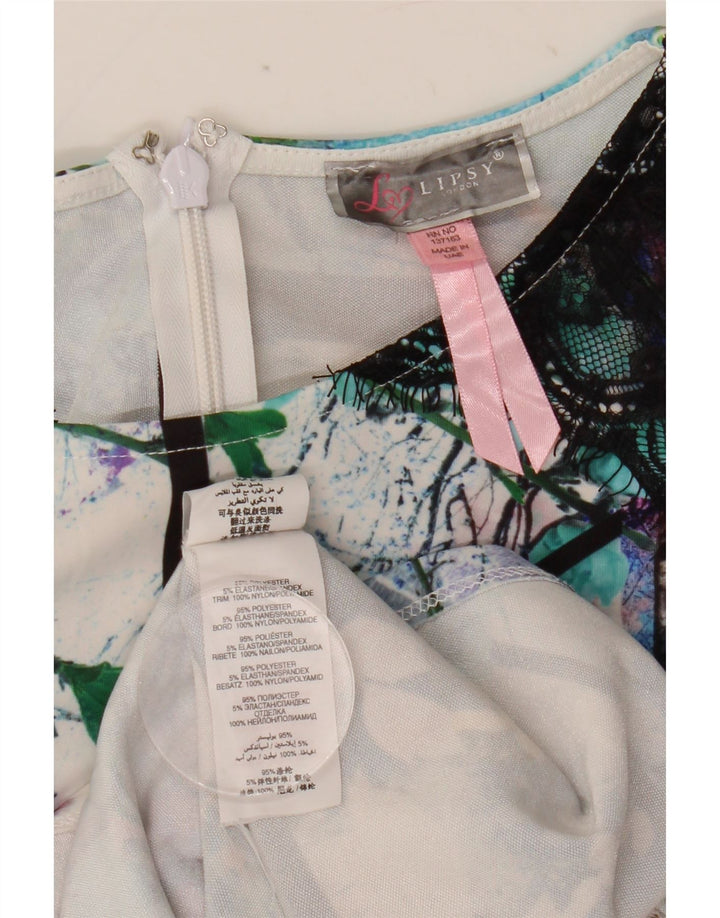 Lipsy Femme Robe Moulante Graphique UK 10 Petit Polyester Multicolore