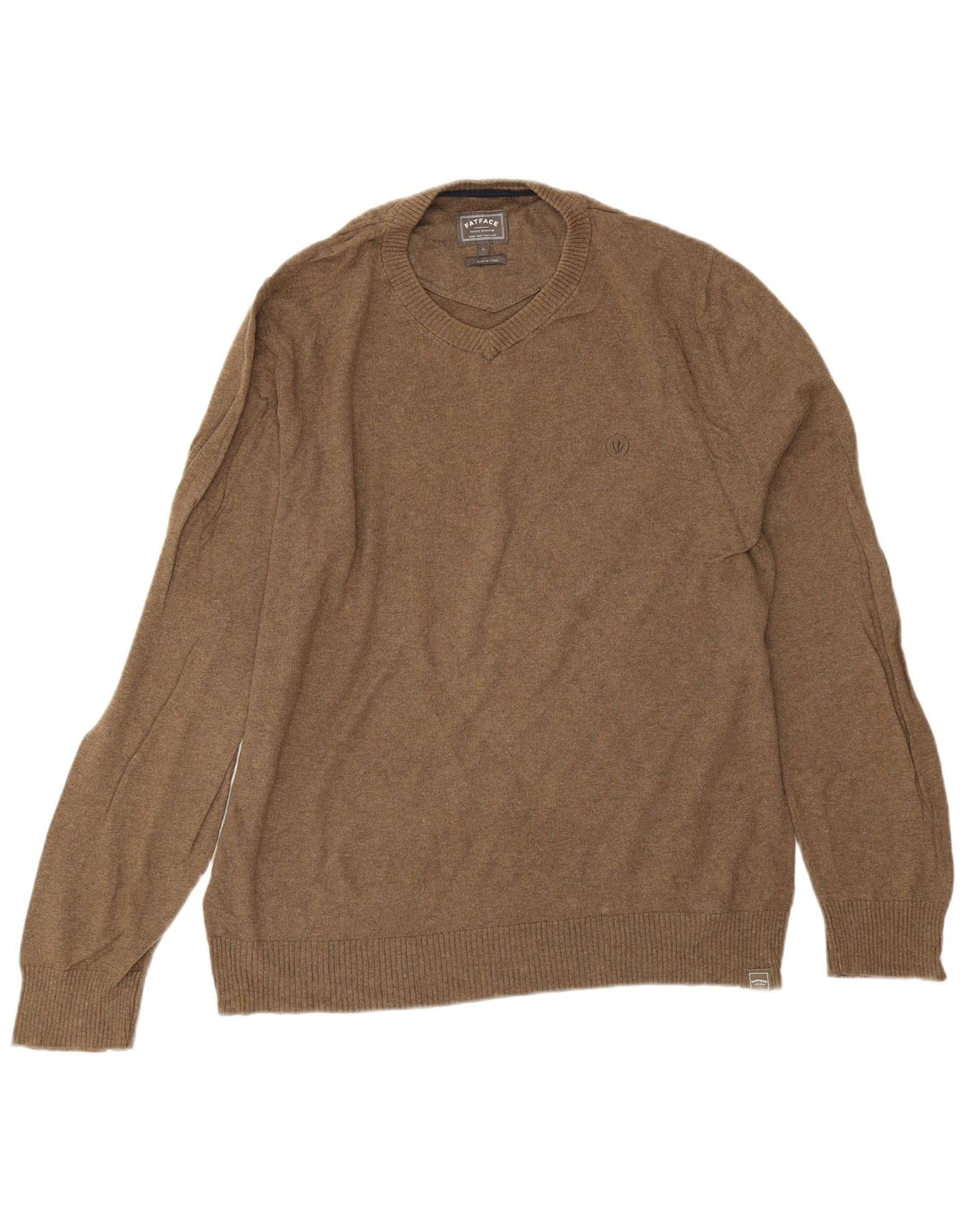 Fat Face Pull col V pour homme en coton Marron Taille L
