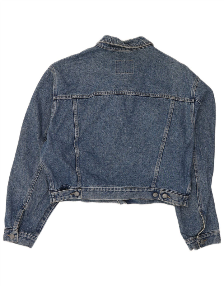 SISLEY Veste en jean surdimensionnée pour femme UK 10 Petit coton bleu