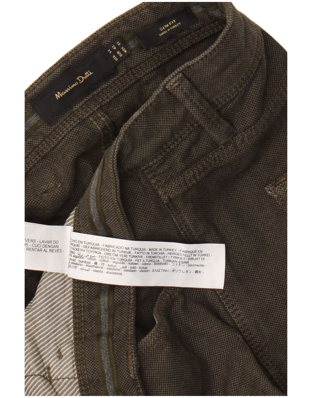 Massimo Dutti Pantalon décontracté coupe slim pour homme EU 42 Large W32 L32 Vert