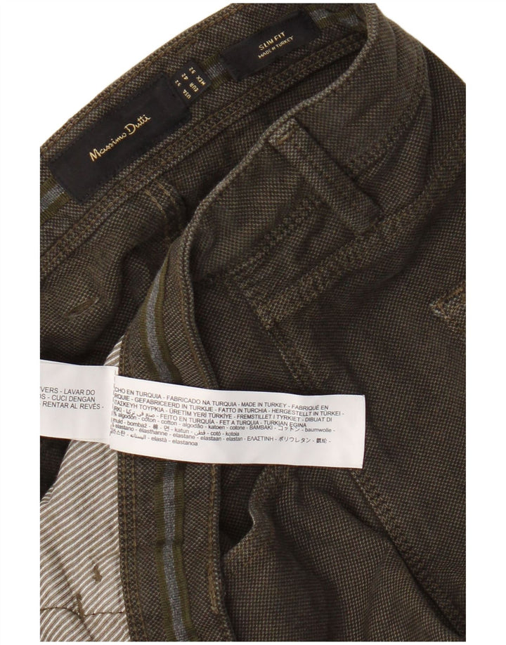 Massimo Dutti Pantalon décontracté coupe slim pour homme EU 42 Large W32 L32 Vert